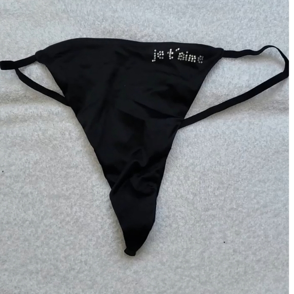 NWOT Victoria's Secret Strappy Black Thong Medium - Picture 1 of 9